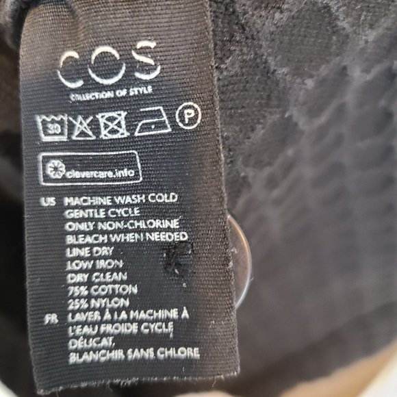 COS Womens S Black Textured Knit Longline Button Front Cardigan Sweater Pockets - Picture 8 of 9